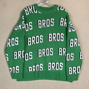 Neoity Sweater‎ Mens One Size Green Bros Bros Bros Knit Crewneck Pullover Adult